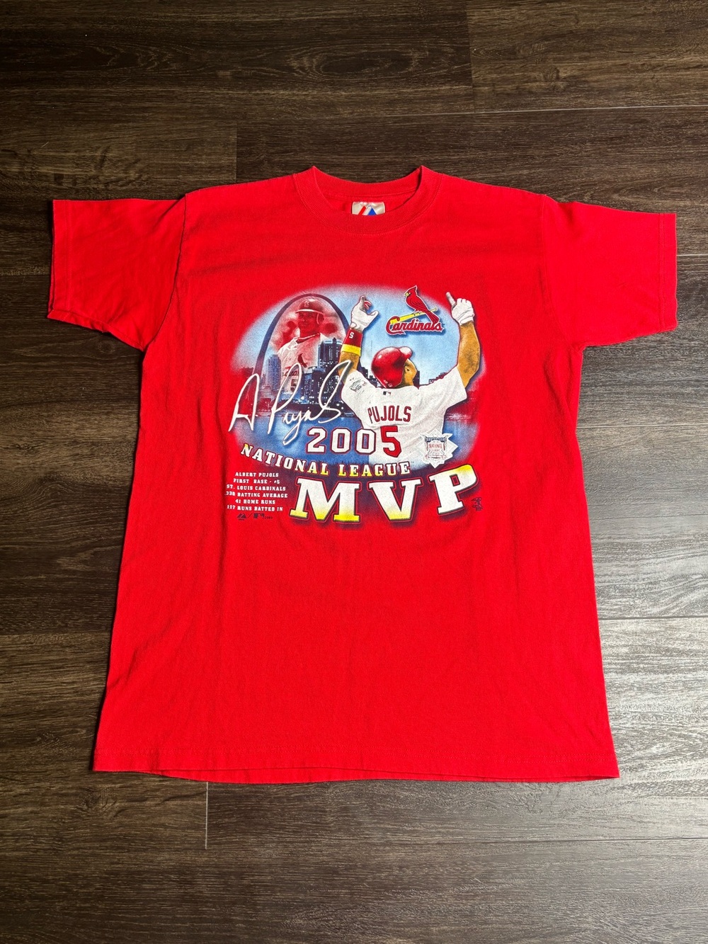 Vintage Y2K St Louis Cardinals Albert Pujols 2005 MVP Tshirt
